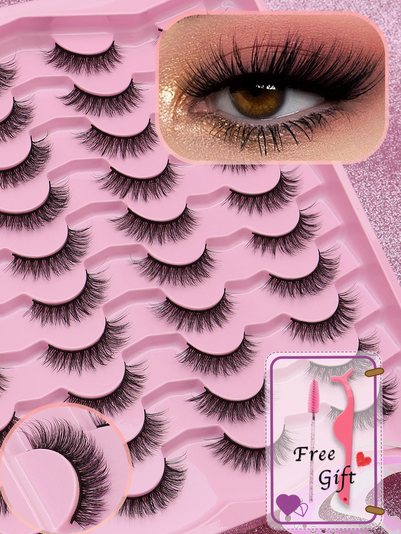 20 paar wimpers in gemengde stijl, zacht 3D nep-nertsbont, krullende make-uptool