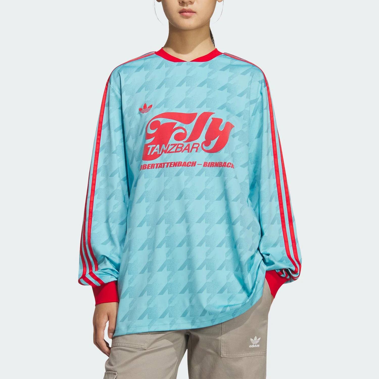 

Оригинальная женская модная трикотажная кофта Adidas с длинными рукавами, свободного кроя, дышащая, KF9613