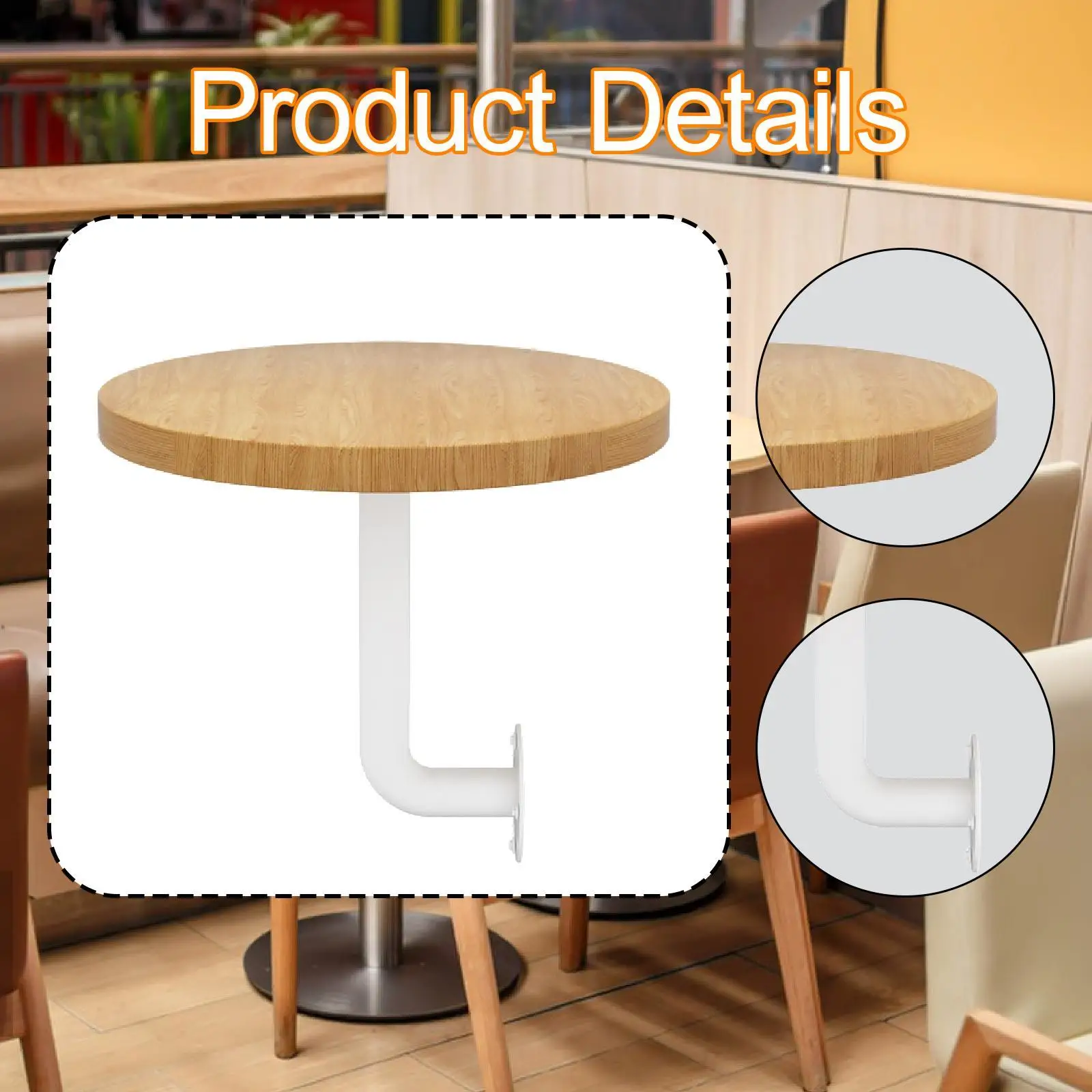 Hanging Wall Desk Round Coffee Table Sturdy Iron Wood 40cm for Dining Room Study Room Small Shop
