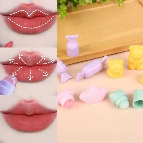 Portable Cartoon Mini Silicone Lip Brush Cute Bear Angled Concealer Brushes Lip Balm Lip Gloss Concealer Make Up Brushes