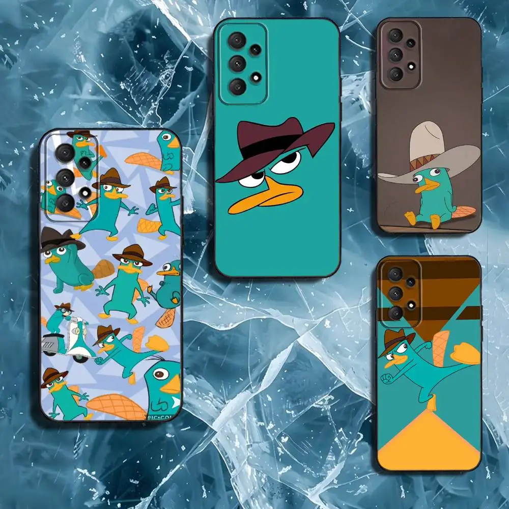 

Cartoon P-Perry The P-Platypus Phone Case For Samsung Galaxy A13,A21s,A22,A31,A32,A52,A53,A71,A80,Soft Black Shell