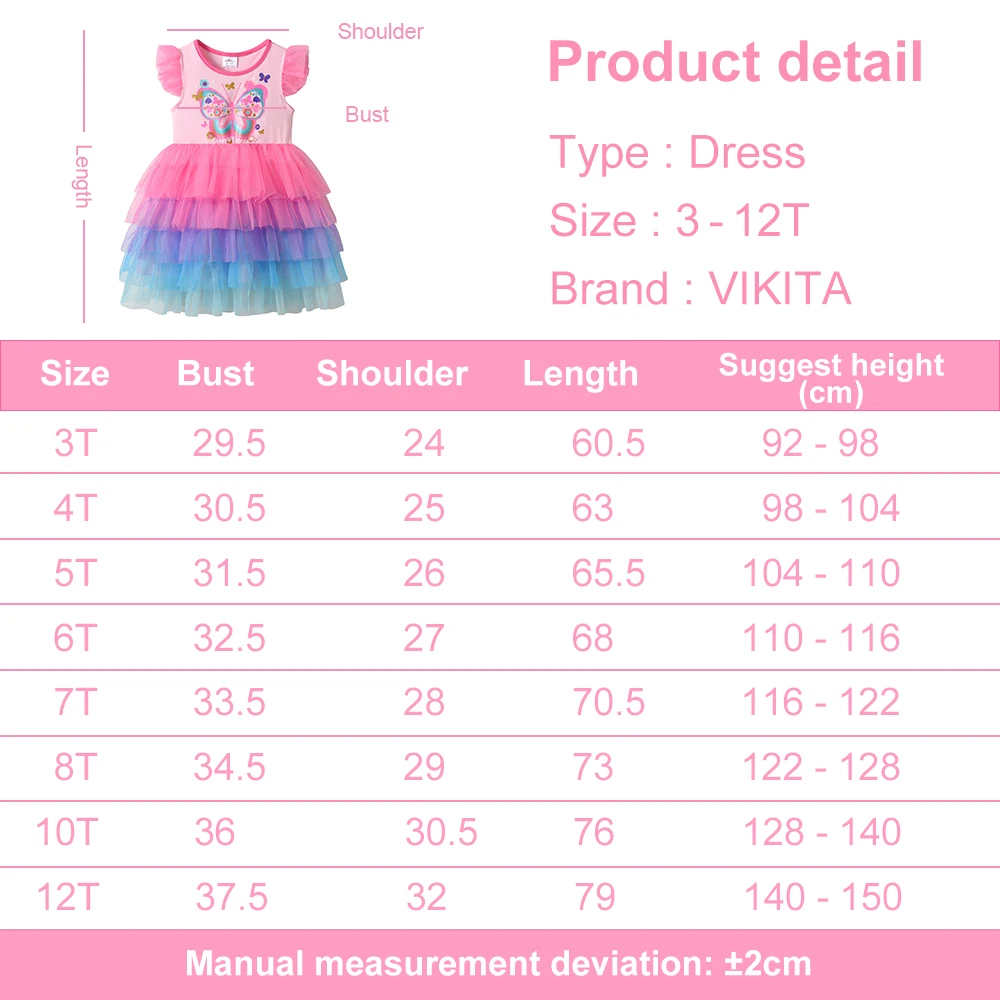 Mädchenkleid mit Schmetterlingsdruck und Stufen-Tüllrock, Flatterärmel, Sommerliches Rosa Tutu-Kleid, Ombre-Partykleid, Elegantes Tanzoutfit für Kinder – Detail 1