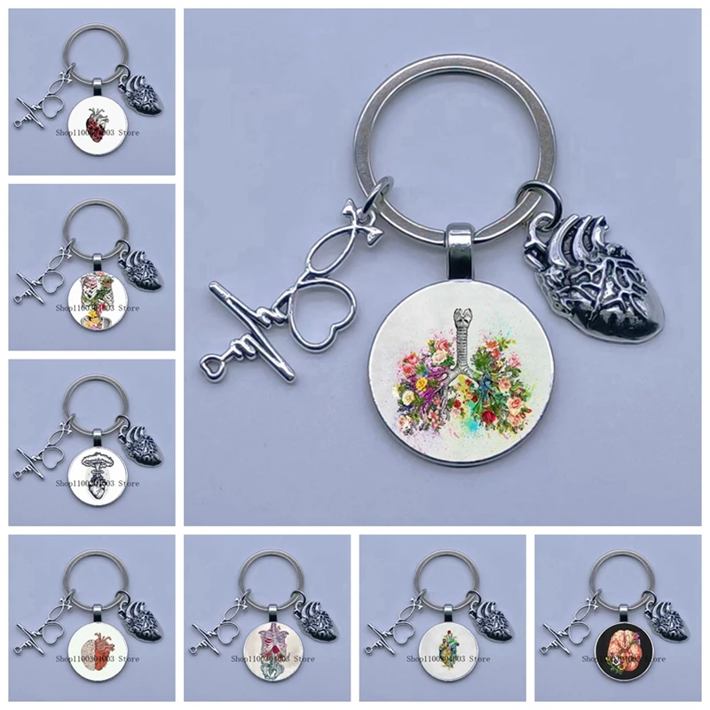 Medical Human Organs Brain Meridian Kidney Diagram Medical Anatomy Cardiac Neurology Nurse Keychain Men and Women Keychain Gift