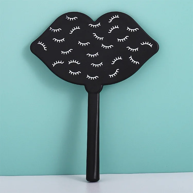 New Lip-shaped Lash Small Mirror Handheld Lash Mirror Makeup Mirror Portable Handle Mirror Plastic  Lash Photo Artifact Mirror