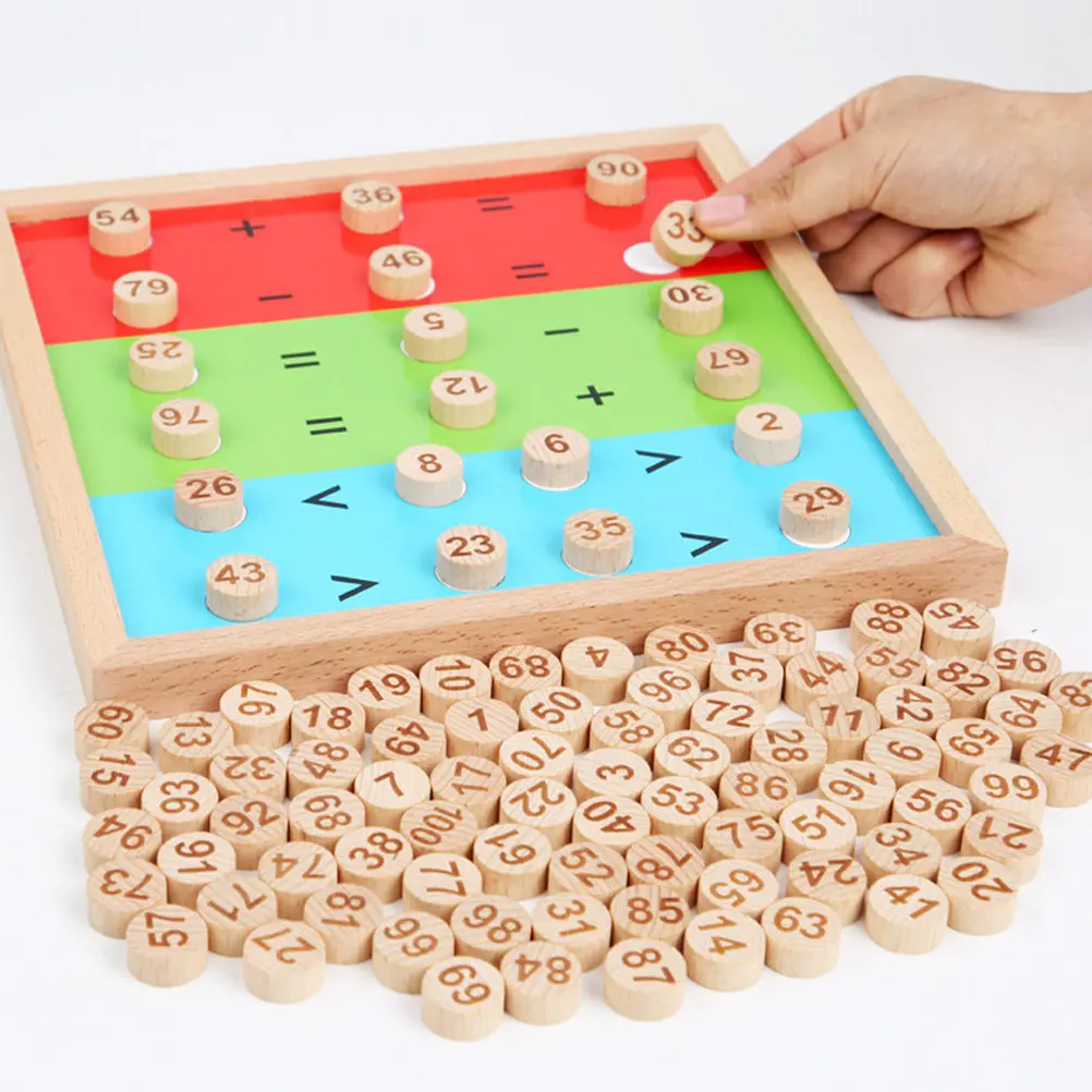 1Set Wooden Sudoku Learning Board for Kids Math Logical Training Arithmetic Education Tool Safe Smooth