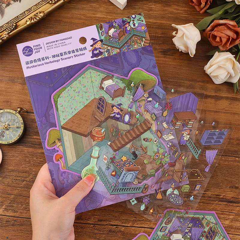 3 قطعة ملصقات المناظر الطبيعية ثلاثية الأبعاد الكرتون مشهد مصغر Diy بها بنفسك المقصورة المشهد التراص ولصق حساب اليد لطيف هدية للطفل الطفل #6