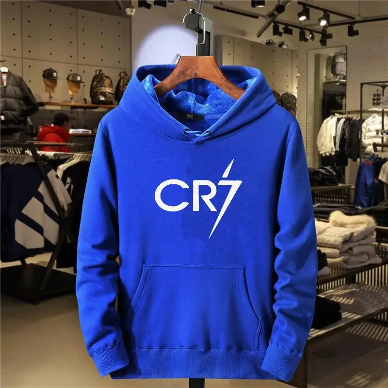 2024 Men\'s and Women\'s Casual Sports CR7 Printed Loose Fashion Casual Long sleeved Pullover Fleece Casual Sports Hoodie Top