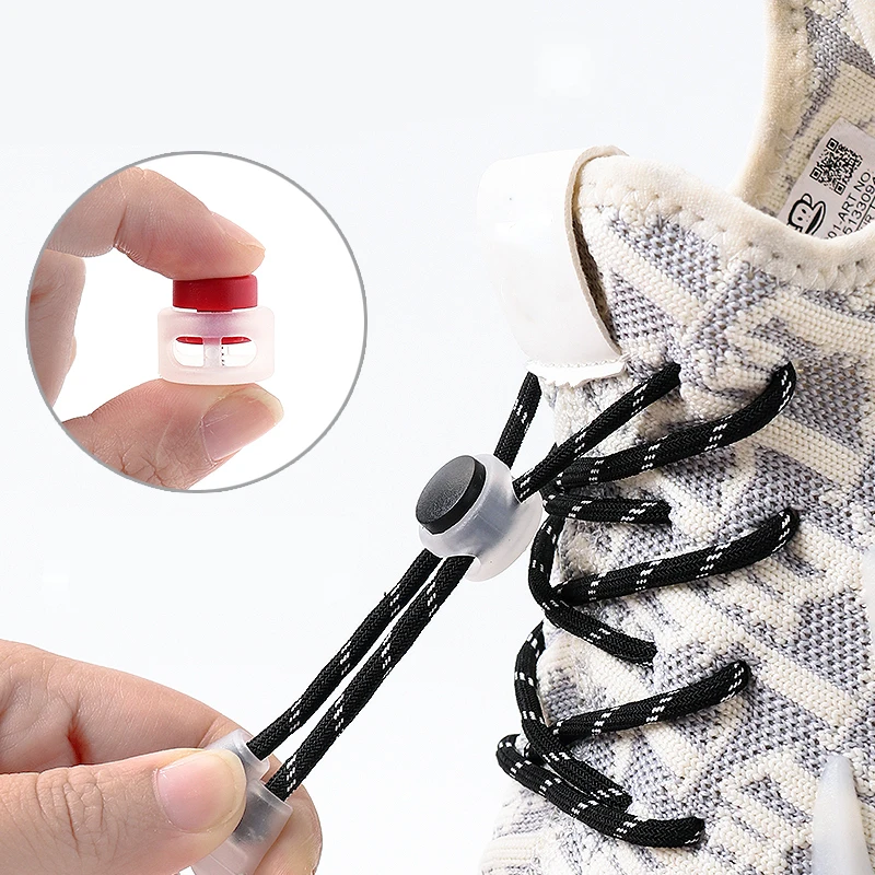 1 Pair Lazy Laces Elastic For Sneakers Snap Lock Shoelaces Without Ties Suitable For Children And Adults Round Shoelace Artifact