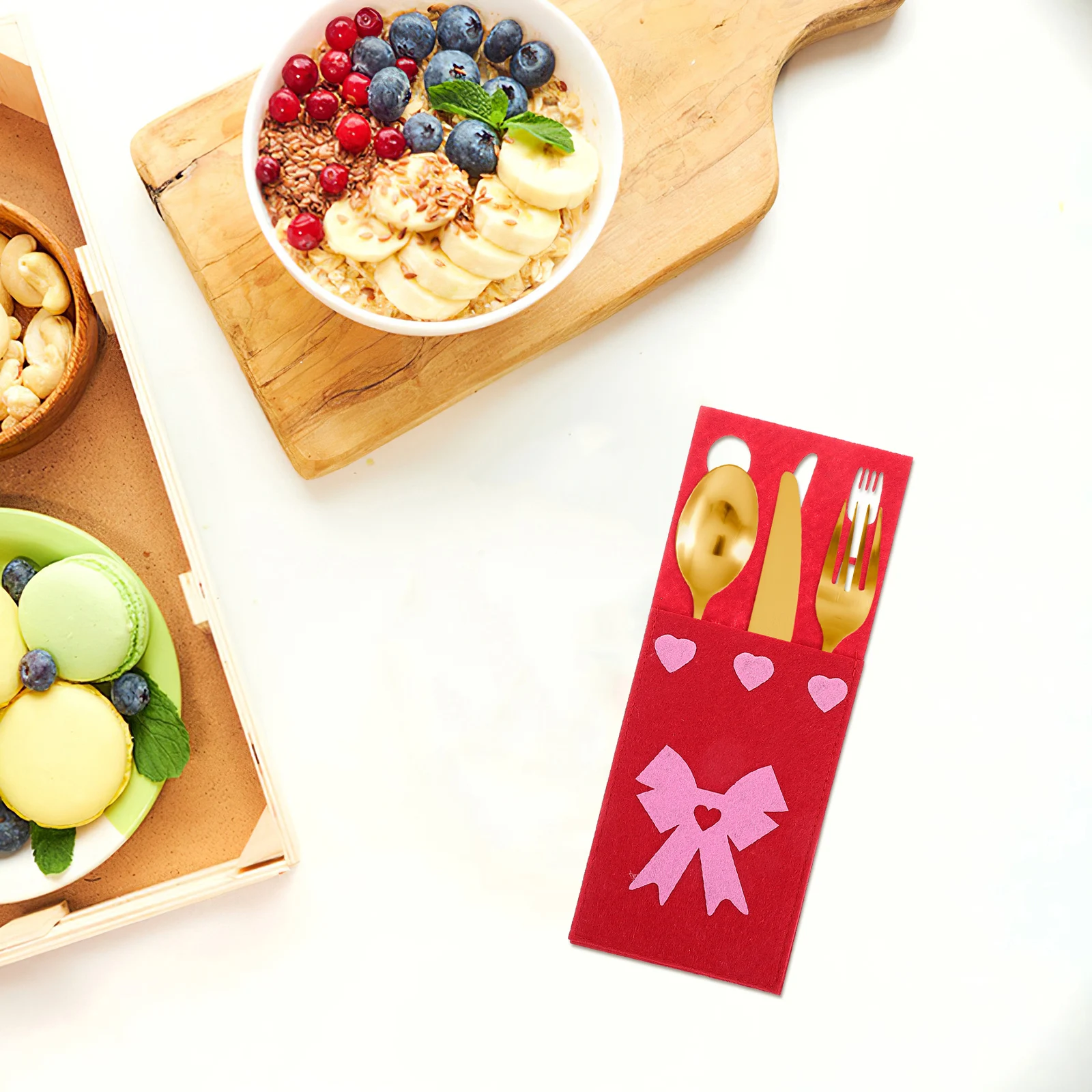 

4 Pcs Cutlery Holder for Table Set Christmas Bag Valentine Wedding Utensil Pouch