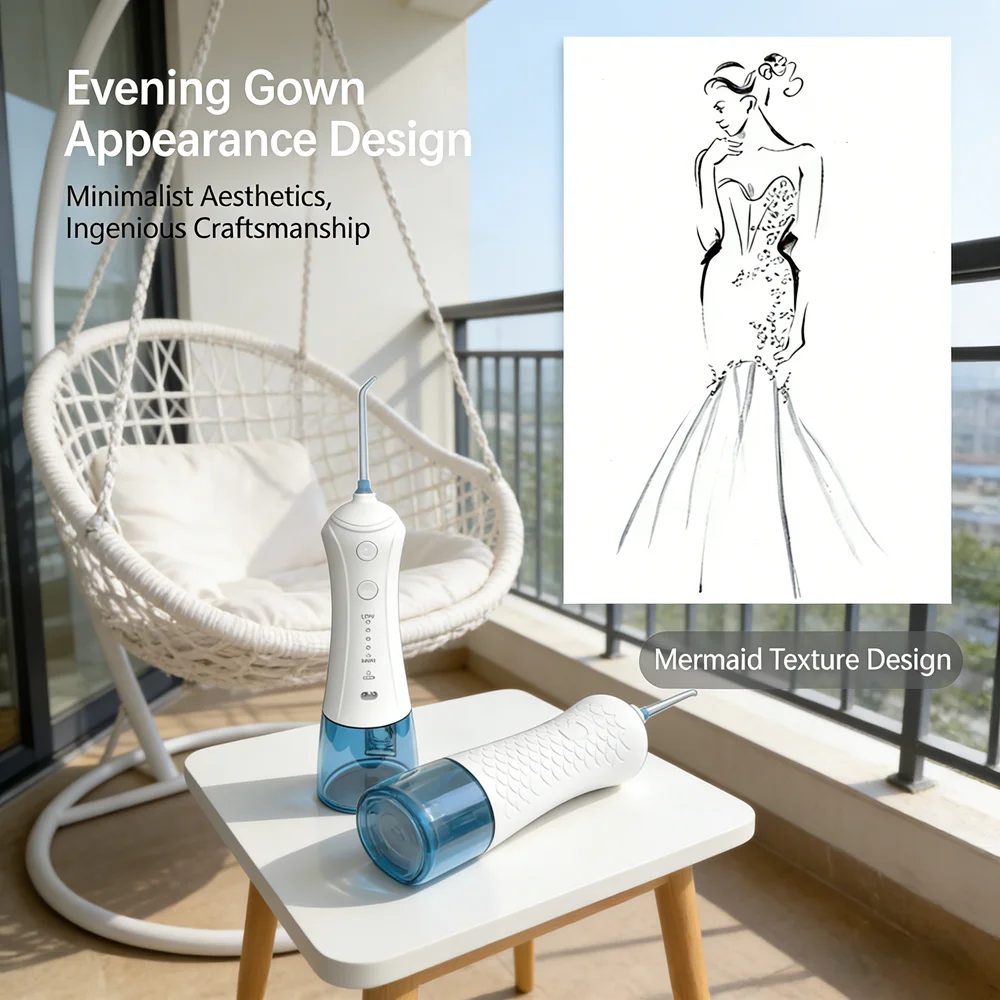 

300ML Portable Teeth Cleaning Water Flosser, IPX7 Waterproof 5 Modes 5 Nozzles, Ideal for Home & Travel Use