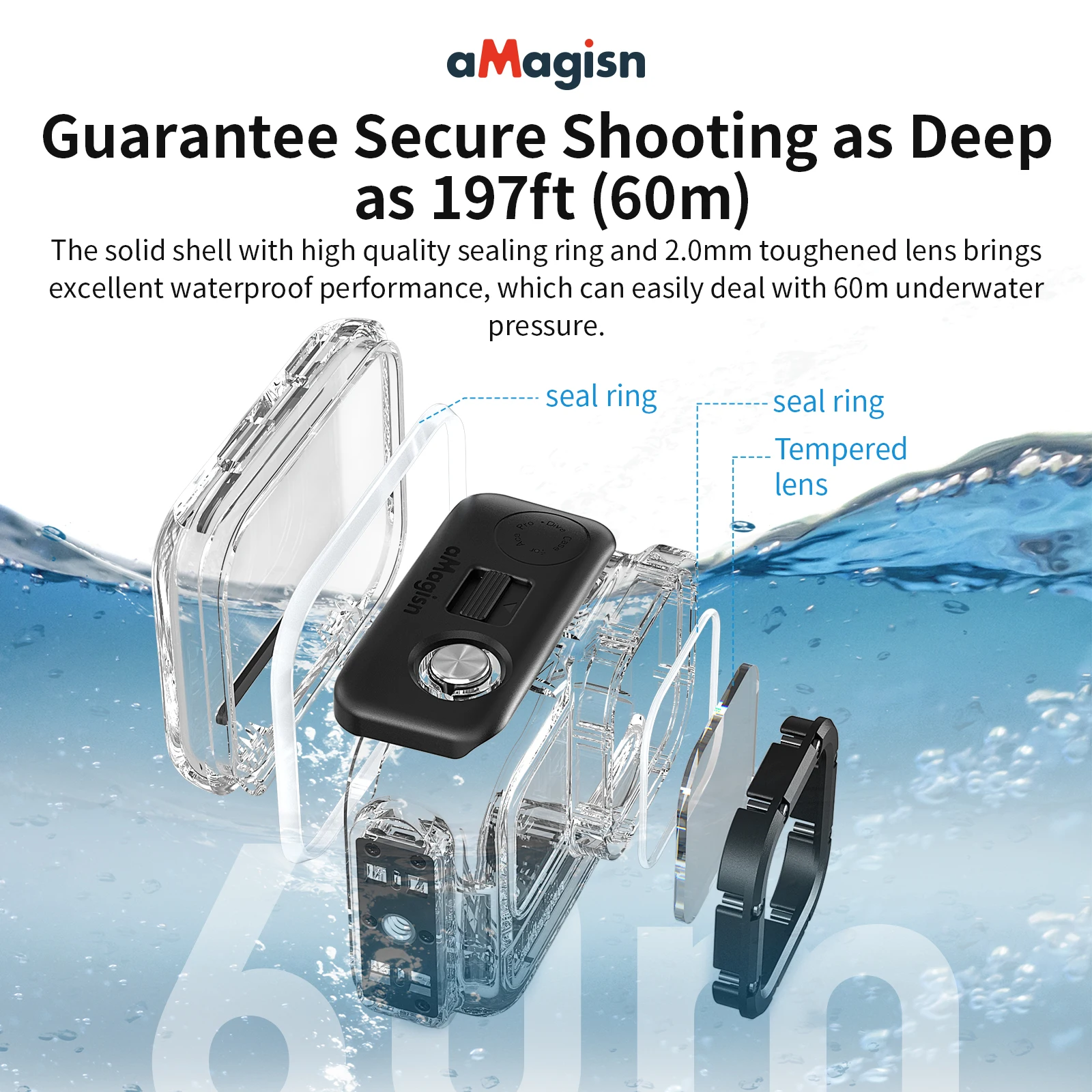 60M Waterproof Housing Case For Insta 360 Ace Pro 2/Ace Pro/Ace Anti-Scratch Diving Cover Sports Camera Accessories