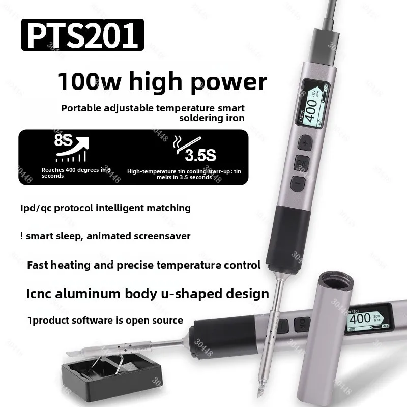 PTS201 Portable Electric Soldering Iron PD100W Smart Soldering Station T12/TS Tips USB Interface