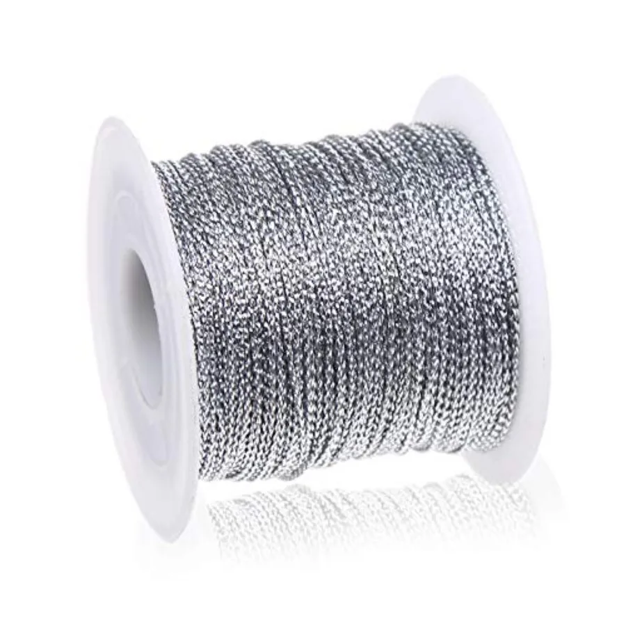 1mm Metallic Cord String Non Stretch Thread for Jewelry Craft Making, Hang Tags, 100 Meters/ 109 Yards