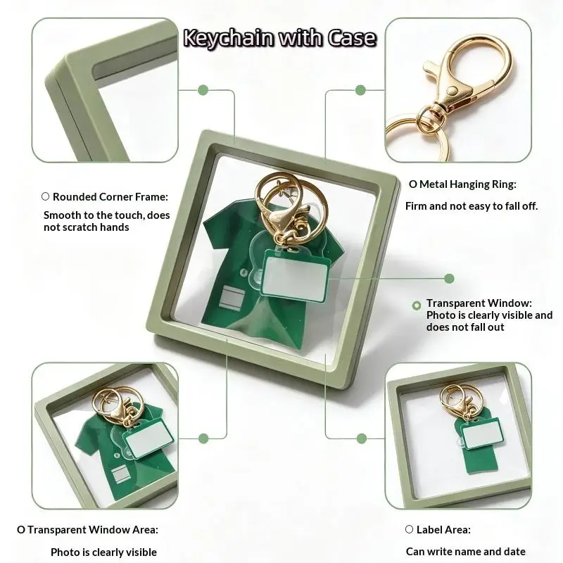 Green  Scrub Keychain With Stethoscope Decor 2D Design For  Staff Gifts