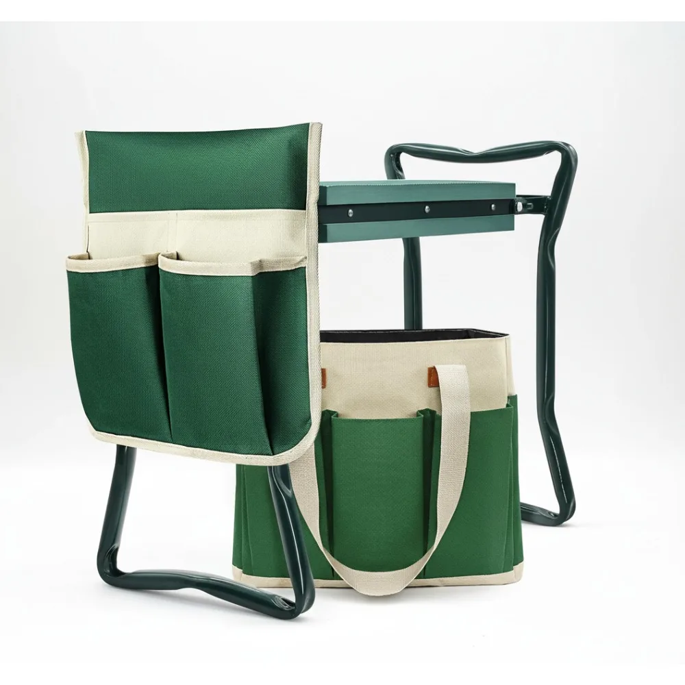 

Foldable Garden Kneeler and Seat with Tool Bag & Gloves, Portable Gardening Bench for Women Men