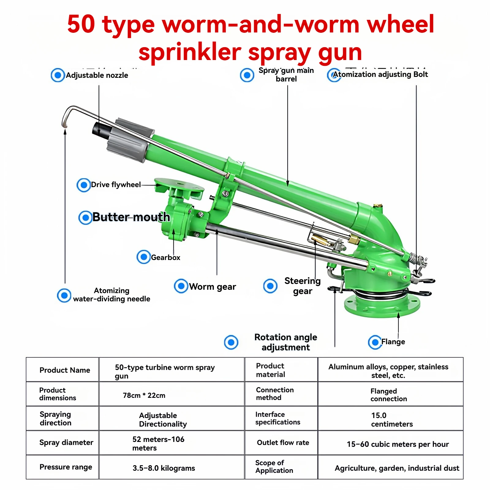Agricultural irrigation Turbine spray gun Garden lawn Automatic irrigation equipment Agricultural drought resistant watering