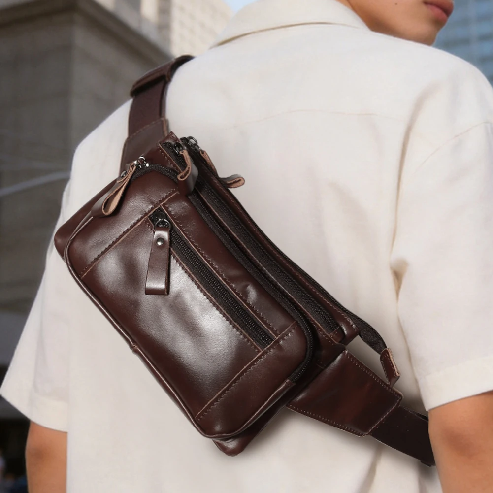 Berühmte Marke Mode Taille Packs Männer Echtes Leder Organizer Reise Brust Tasche Notwendigkeit Taille Gürtel Handy Kleine Bum Tasche
