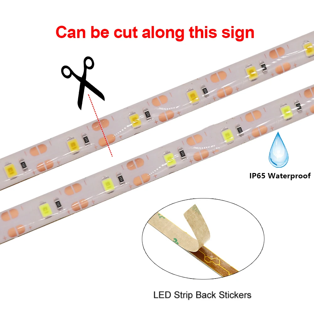 5V LED Light Strip Hand Scan Sensor Induction 2835 60LEDs/m Flexible Lights Strip for Stairs Corridors Mirrors Cabinets Bedroom