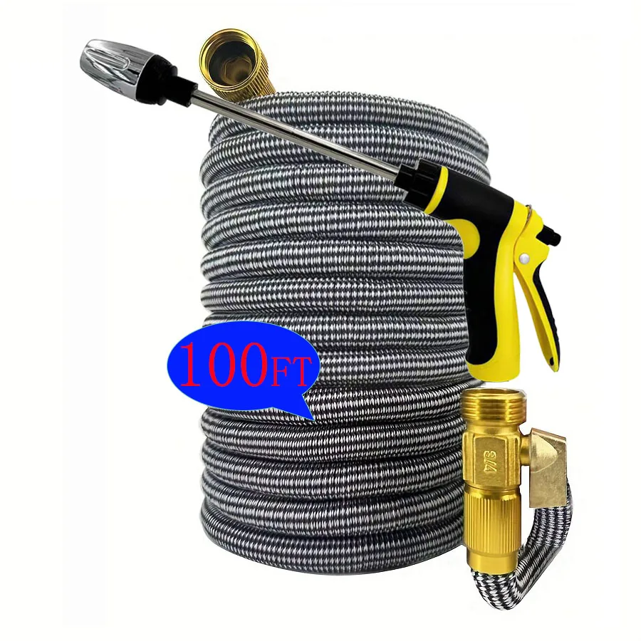Garden Water Hose Expandable Double Metal Connector High Pressure Pvc Reel Magic Water Pipes for Garden Farm Irrigation Car Wash