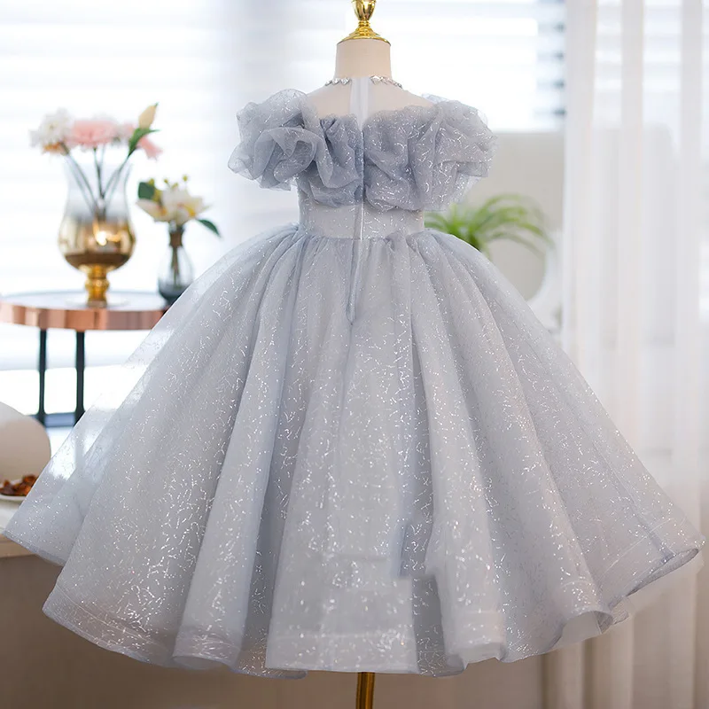 Girls' Princess Dress, Banquet & Piano Performance Costume, Long Evening Gown for Kids Host & Birthday Party