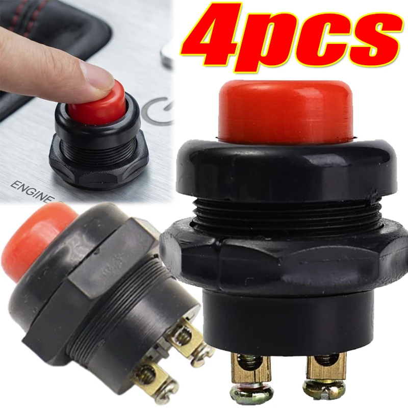 Motorcycle E-bike Horn Modification Switch Heavy Duty Momentary Push Car Start Reset Button No Welding Screw Wiring 1/2/4pcs