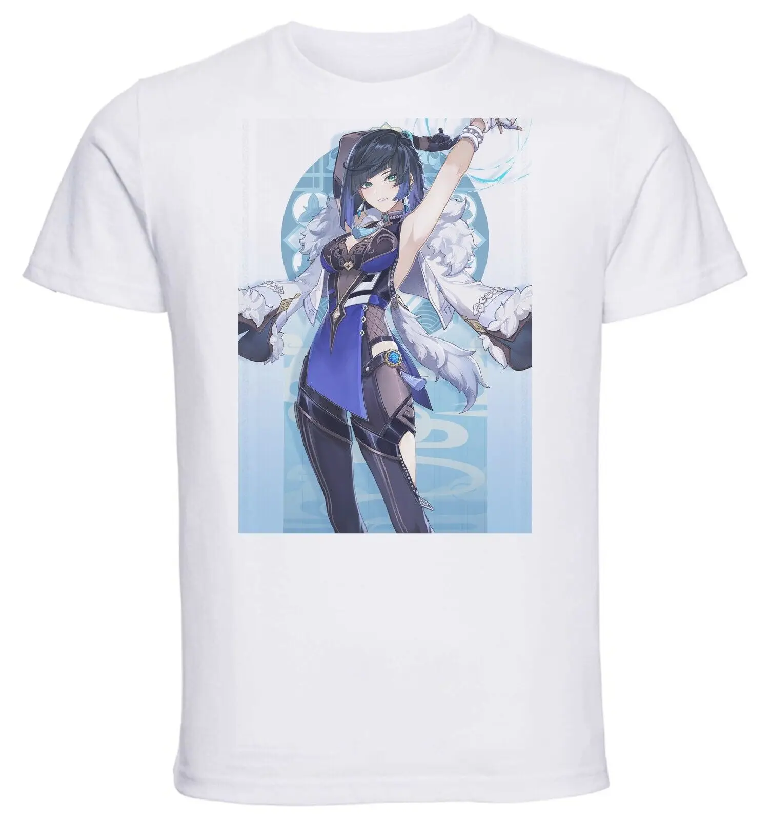 Unisex White Video Game T-Shirt - Genshin Impact - Yelan-