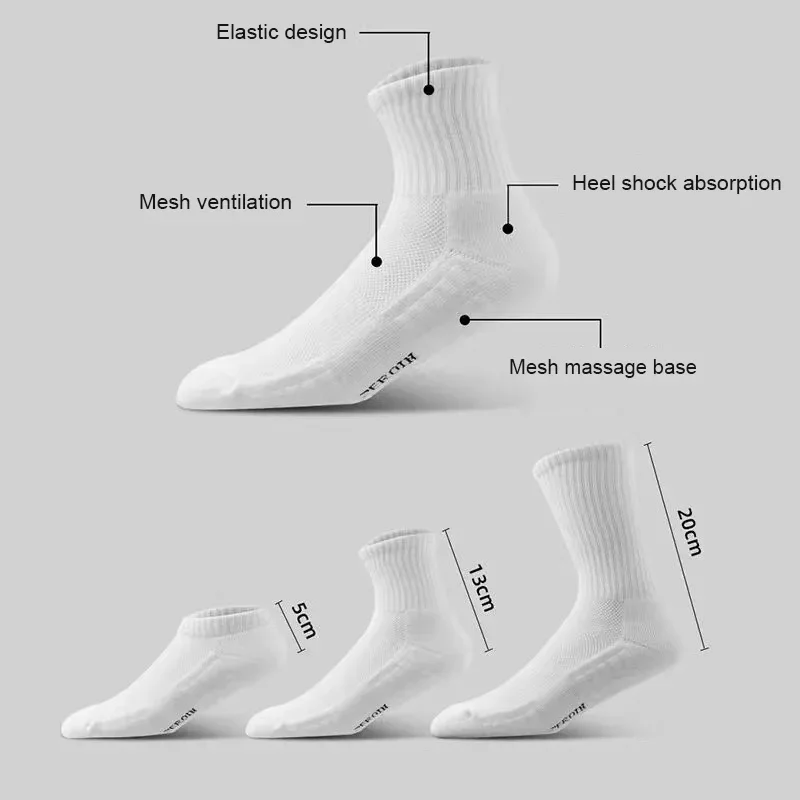 5/10pairs HLHYX Socks Men's Cotton Deodorant Winter Towel Bottom with Mid-tube White Stockings Thickened Sports Basketball Socks