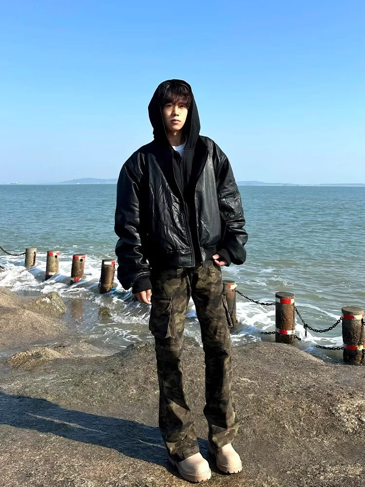 Pantaloni da lavoro mimetici americani High Street da uomo Autunno Inverno Grandi pantaloni lunghi slim fit dal design ket Pantaloni coltello