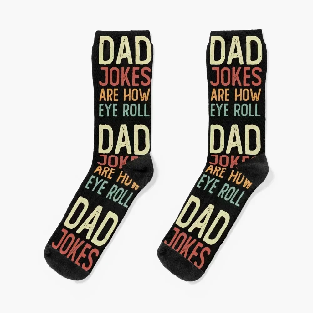 

Grunge Vintage Dad Jokes Are How Eye Roll Socks bright garter soccer anti-slip short Socks Women Men's