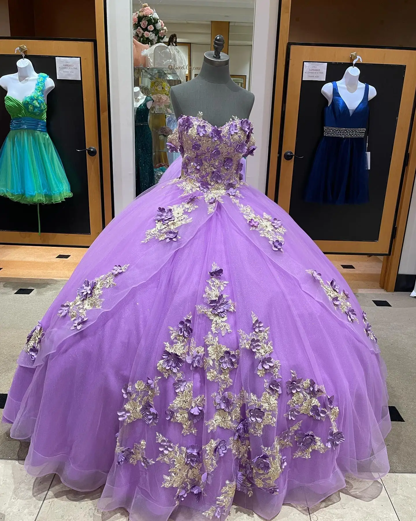 ANGELSBRIDEP-Vestido de tule feminino, vestido lilás quinceanera, vestido de festa mexicano, floral inchado, tule de glitter, 16 anos, 16 anos, 2024 anos