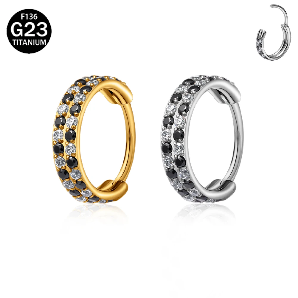 

G23 Titanium rings PIERC Hinged Segment Hoop CZ Septum Nose Ring Nipple Clicker Tragus Labret Lip Earring Piercing Body Jewelry