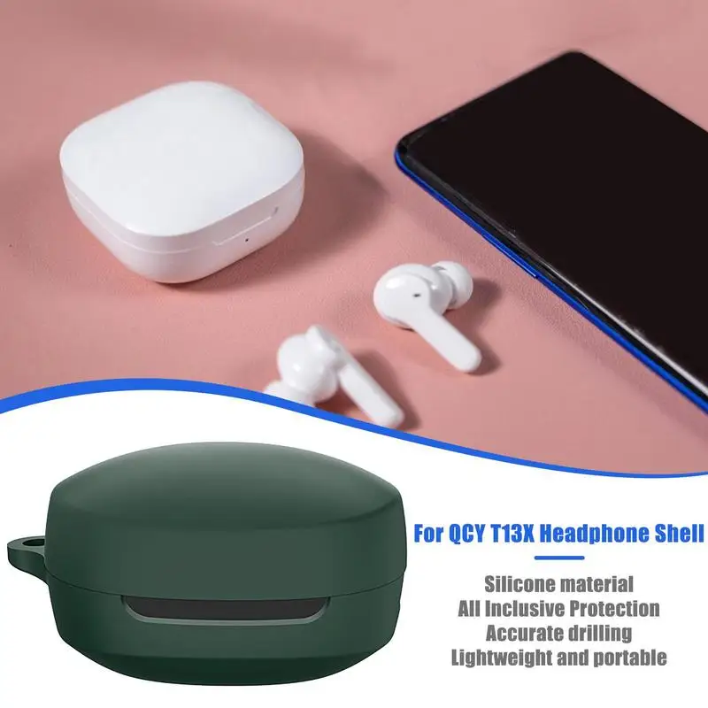 Silicone Earphone Cover For QCY T13X Earbud Waterproof Protector Portable Earphone Drop-Proof Earphone Case