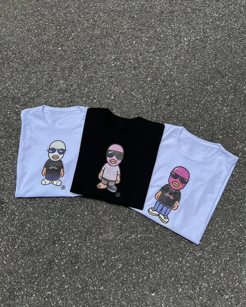 

Готический головной убор в стиле аниме Y2K с маленьким рисунком фигуры, свободная мужская рубашка, уличная мода, панк, повседневная с короткими рукавами