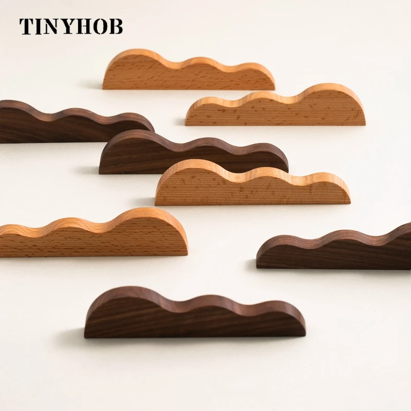 

Modern Kitchen Storage Cabinet Pulls Black Walnut Furniture Handles Cupboard Wardrobe Drawer Door Children's Room Wood Handles