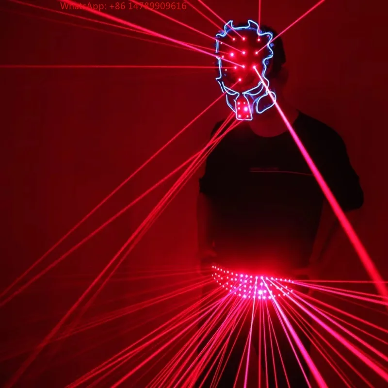 

Red Belt LED Glowing Girdle DJ Disco Dance Clothing Set Ballroom Singer Vest Suit Disco Man Dresses Skirt