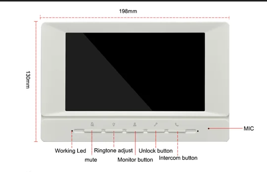 Timbre intercomunicador de vídeo de 7 pulgadas, cámara gran angular de 1000TVL, soporte de teléfono para puerta, videollamada con una tecla para