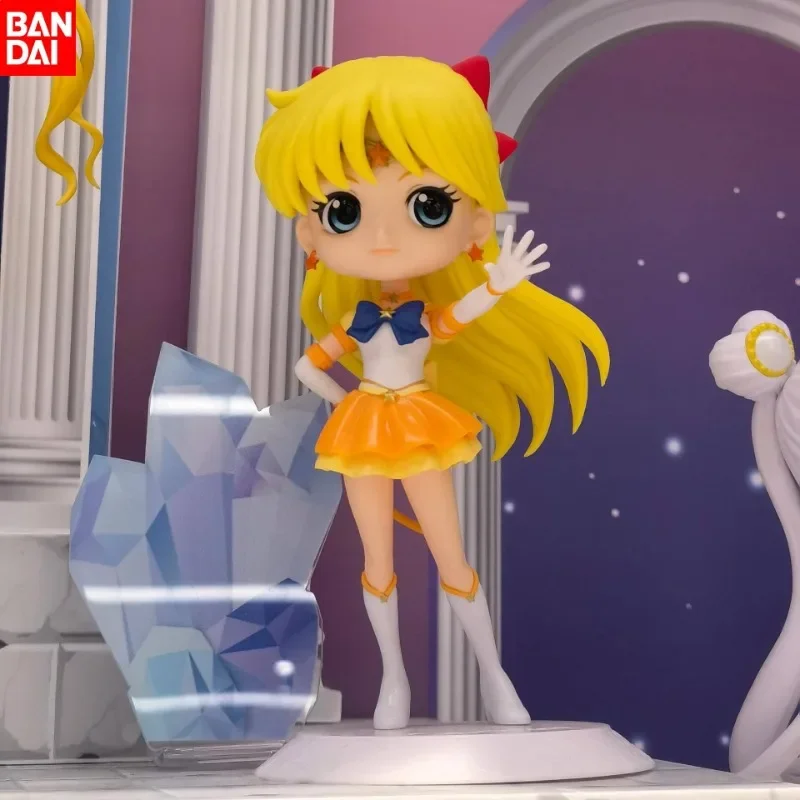 BANDAI Anime Sailor Moon Cosmos Qposket Eternal Sailor Venus ตัวเลขการกระทํา Pvc รูปปั้นสะสมเครื่องประดับของเล่นเด็กของขวัญ