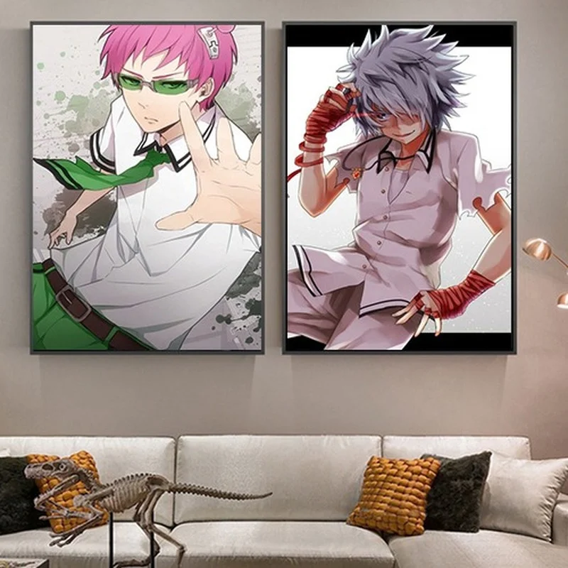 Printed Home Decor Saiki Kusuo Modular Japanese Anime Photo Frame Living Room Decor Without Psi South Canvas Painting Poster Art