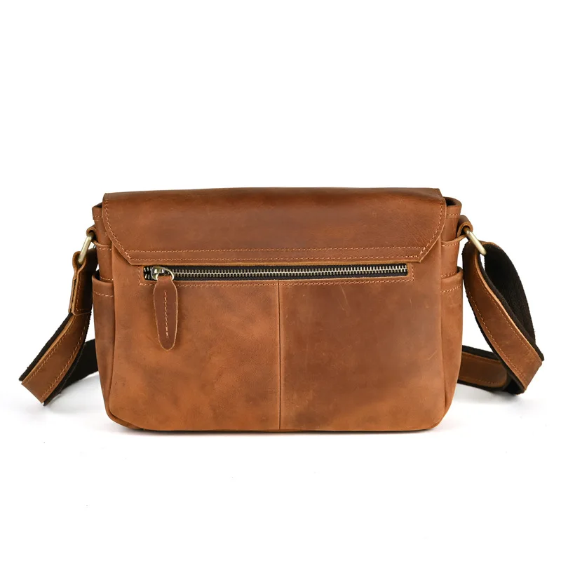 LD-Crazy Horse Leather Casual Men's Crossbody Bag, Genuine Leather Retro Versatile Single Shoulder IPad Bag