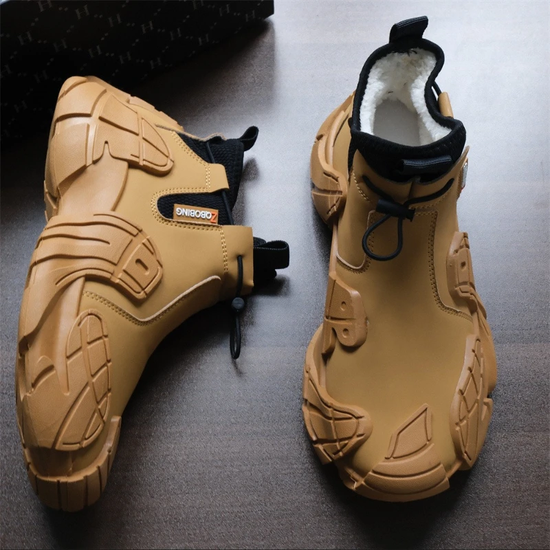 Neue Winter-Herrenschuhe aus Baumwolle mit dickem Fleecefutter für warme Herren-Schneestiefel – Detail 3