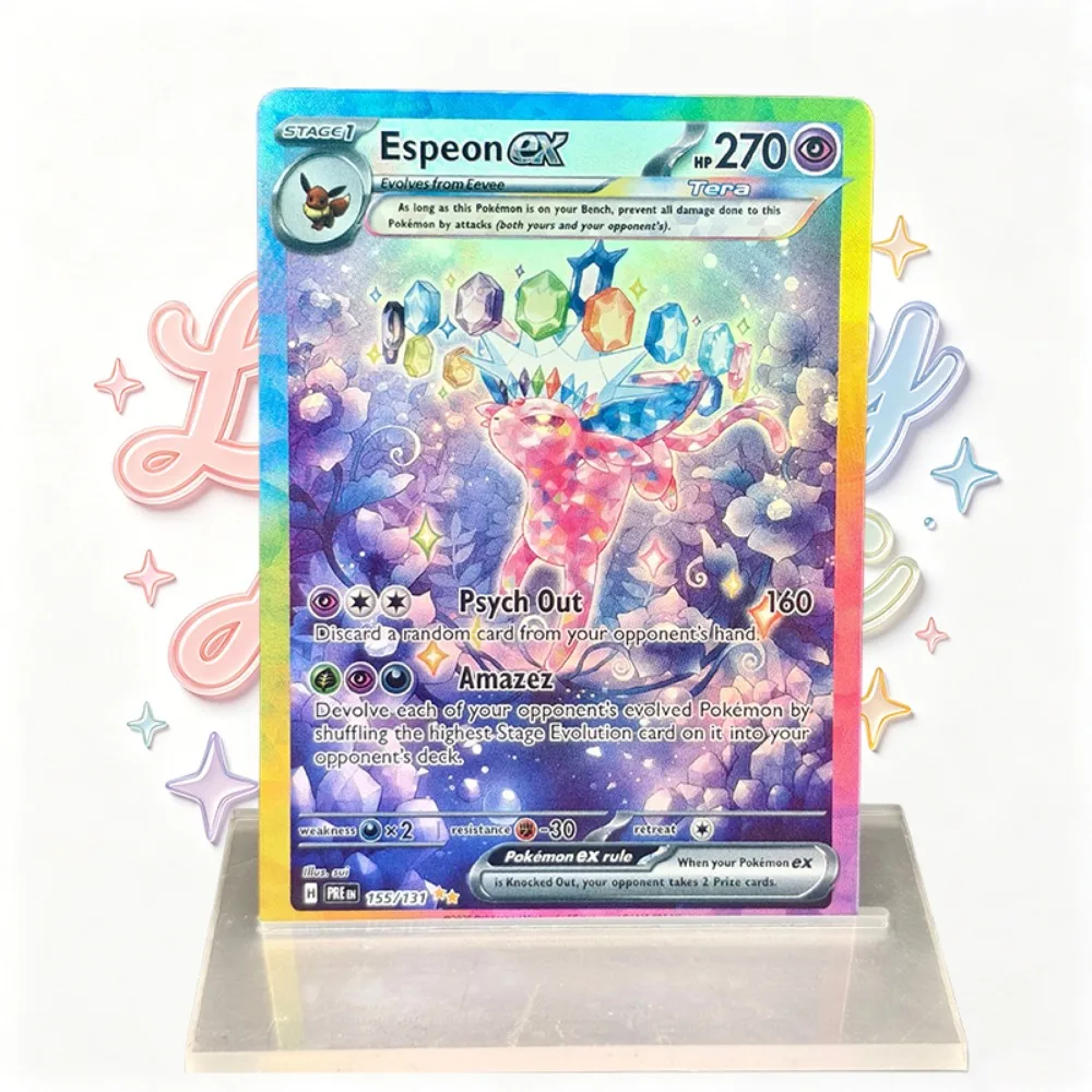DIY 1PC Eevee Family Flash Game Cards Pocket Monsters English Umbreon Jolteon Leafeon Sylveon Glaceon Collectible Trading Card
