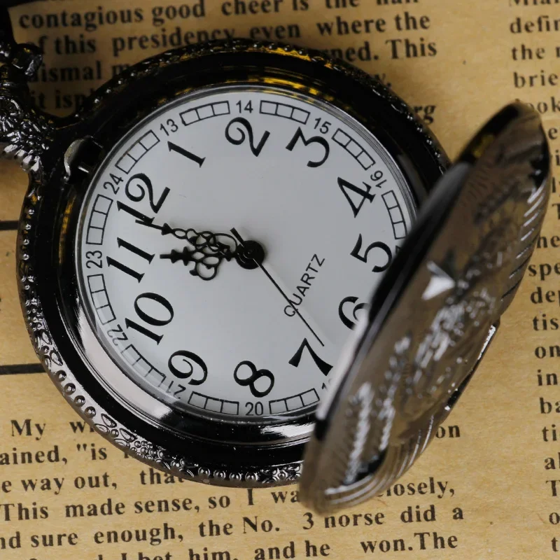 Vintage USSR Soviet Sickle Hammer Style Quartz Pocket Watch Necklace Black Pendant Clock Unisex Watch Relojes de bolsillo