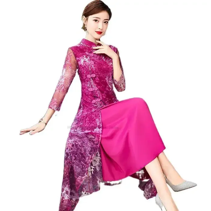 Chinese Retro Dress Satin Cheongsam Qipao For Women Chinese Traditional Dress Oriental Asian Year Wedding Gown Oriental Dress P1