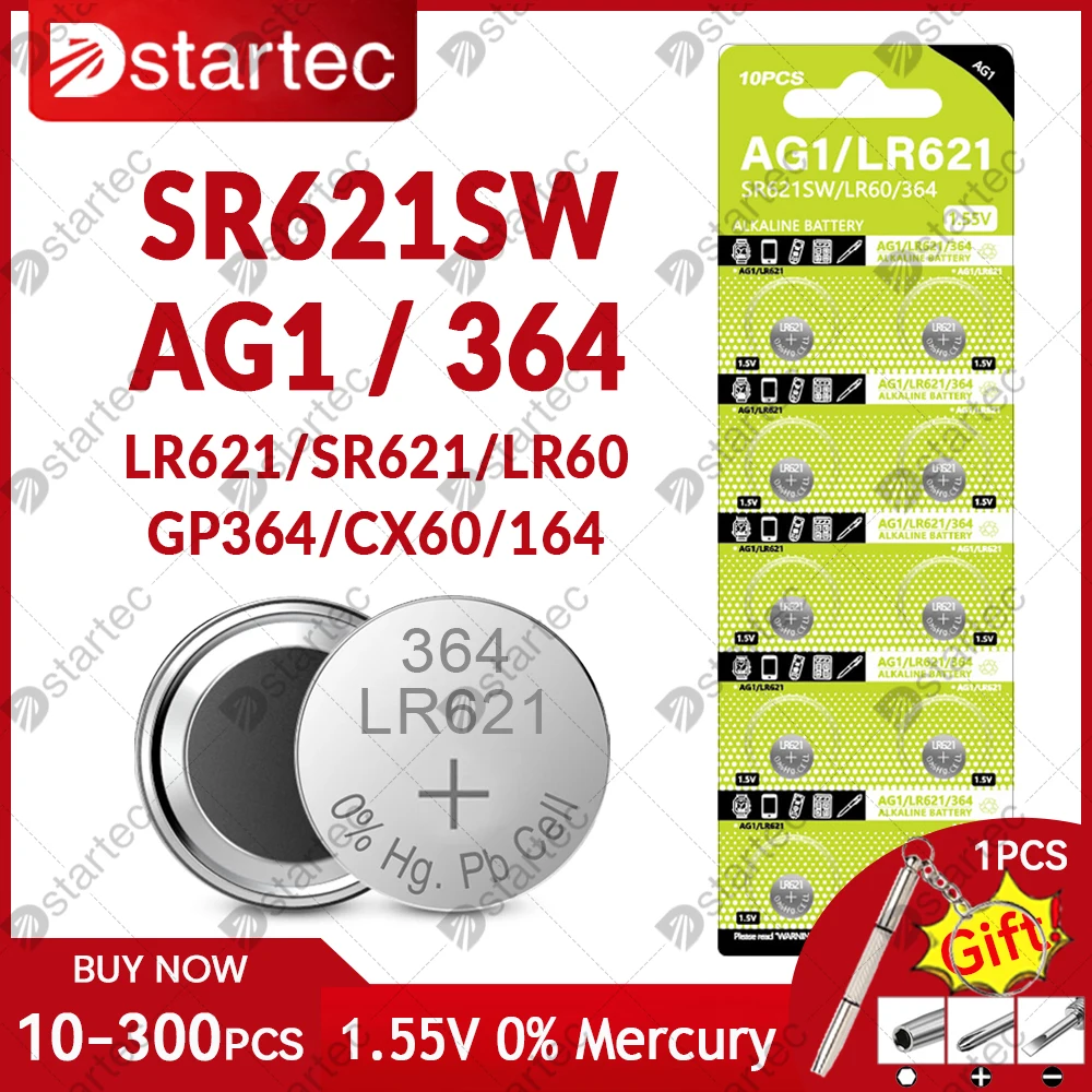 10-50PCS LR621 AG1 Button Batteries SR621SW 364A 364 164 531 SR621 LR60 CX60 1.55V Alkaline Coin Cell Silver Oxide Watch Battery