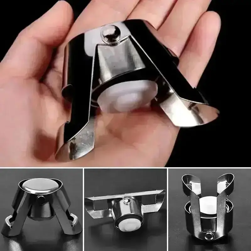 1 Pcs Household Convenience Small Tools Professional Stainless Steel Champagne Sparkling Wine Bottle Sealer Stopper Accessories