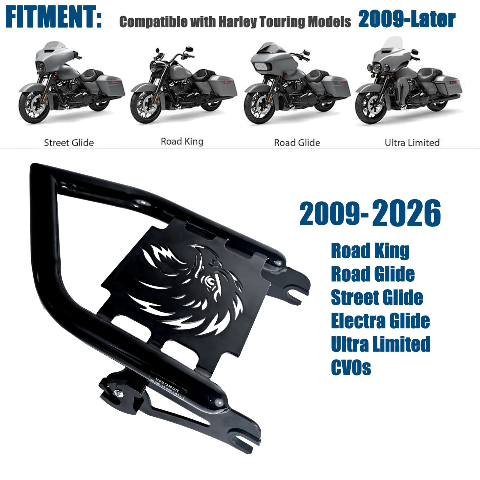 For Harley Street Glide Electra Glide Road King Road Glide CVO FLHT FLHTC FLTRU 2009-2026 Motorcycle Luggage Rack Motor Support