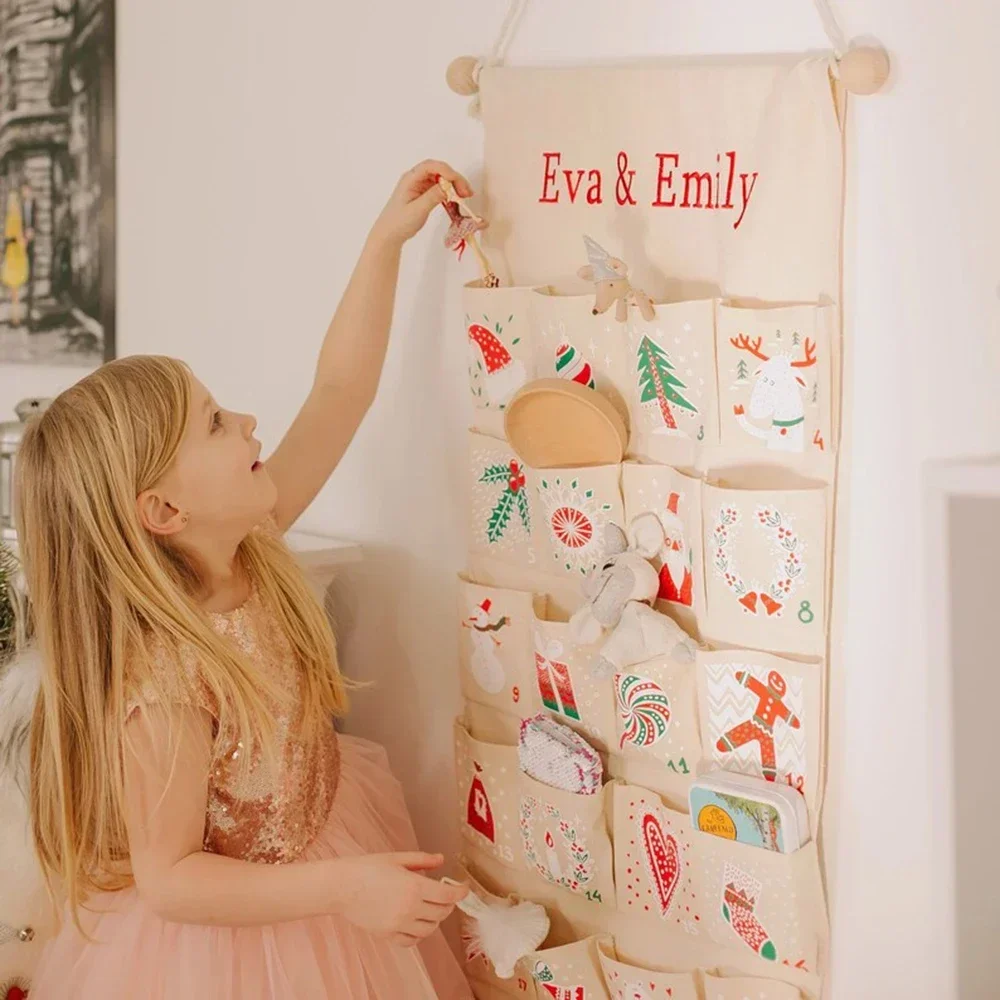 לוח שנה אישי להרפתקאות חג המולד דצמבר ספירה לילדים ולבנות לוח שנה מותאם אישית ניתן לשימוש חוזר חג המולד הפתעה