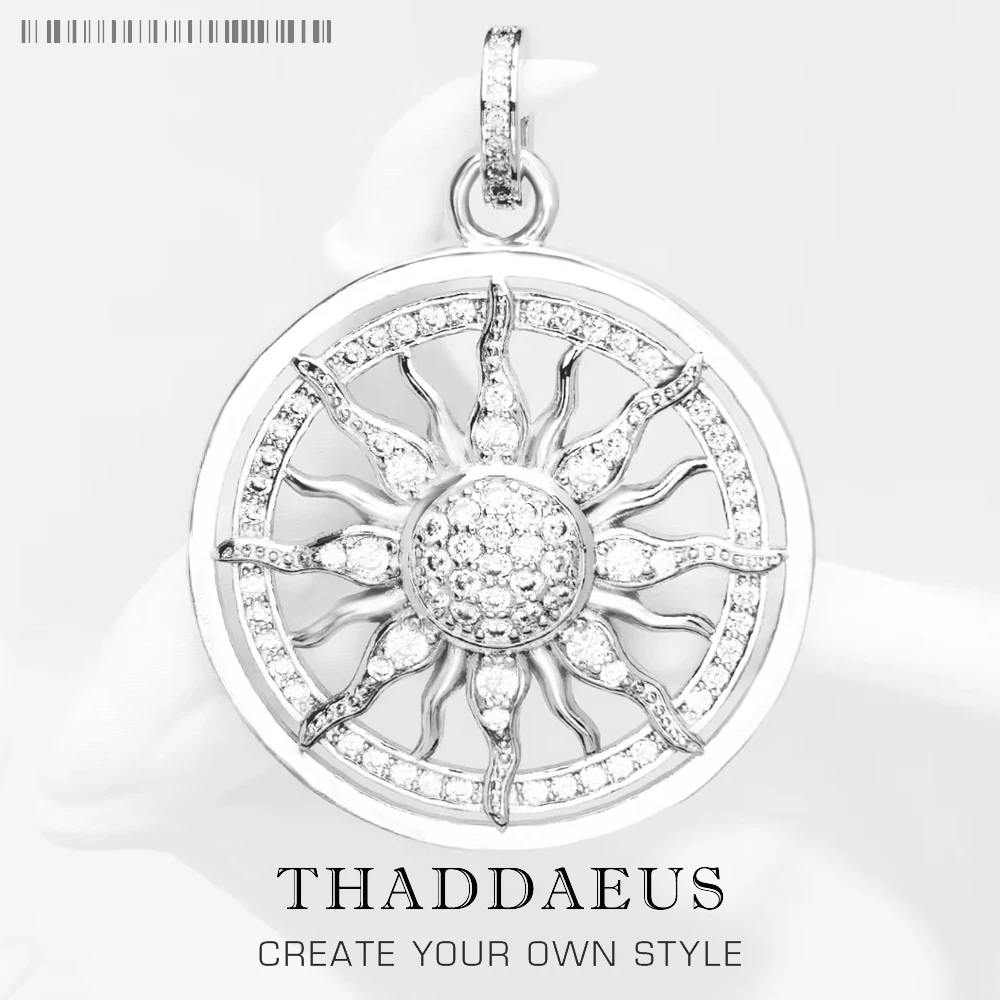 

Pendant White Zircon Sun Brand New 925 Sterling Silver Vintage Jewelry Europe Accessorie Gift For Woman Men