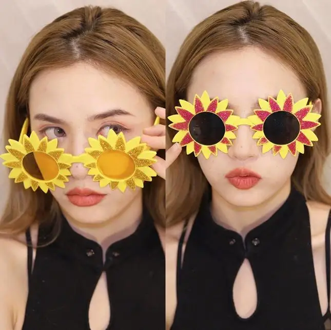 

2Pcs Hawaiian Sunflower Sunglasses Fun Party Eyewear for Summer Beach Pool Gatherings Novelty Accessory Birthday Glasses