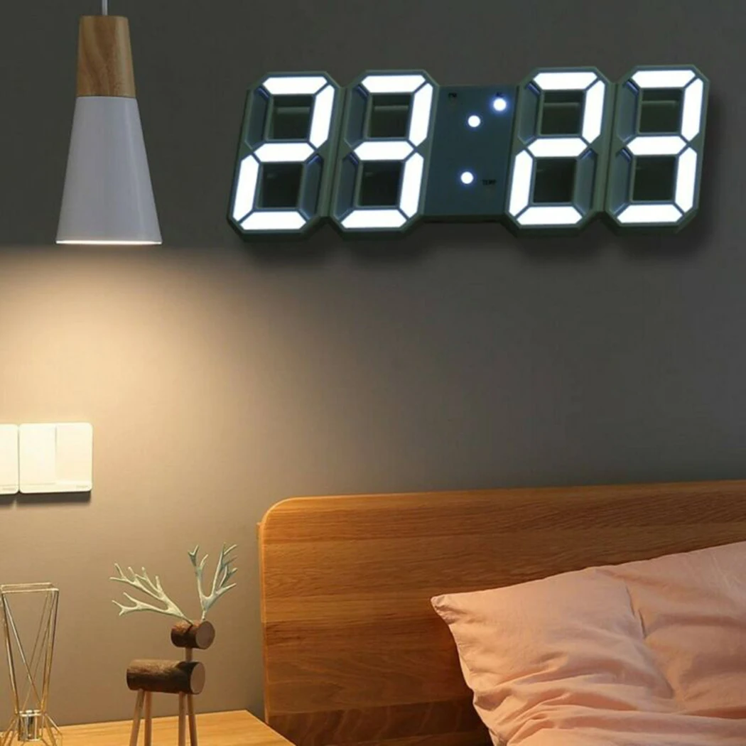 3D Modern Digital LED Wall Clock 24/12 Hour Display Timer Alarm Home USB Wall Decoration Glow Night Mode Decoration